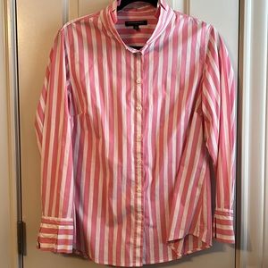 Banana Republic Pink and White Striped Button Down Shirt